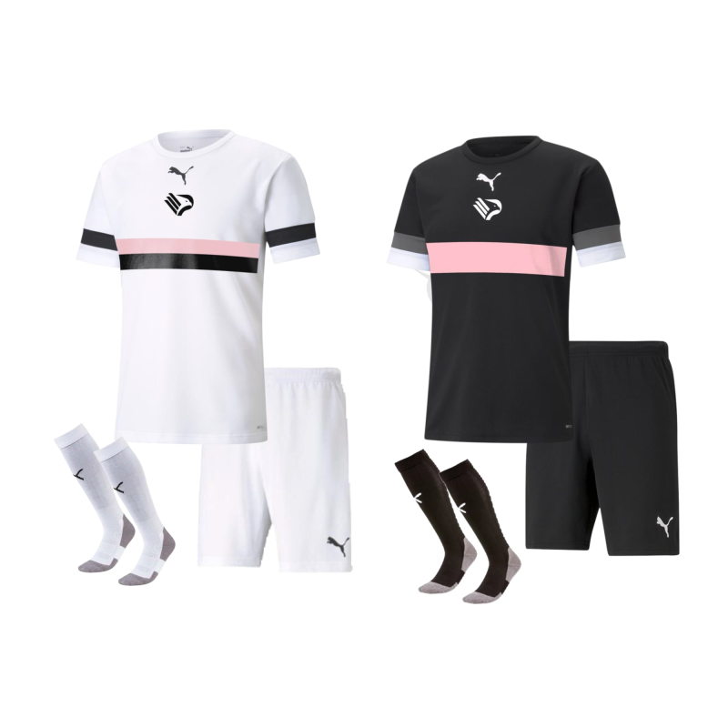 Kit Summer Camp bianco e nero composti da maglia, pantaloncini e calzettoni